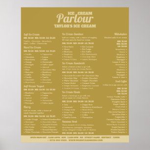 Poster Menu de salon de glace moderne