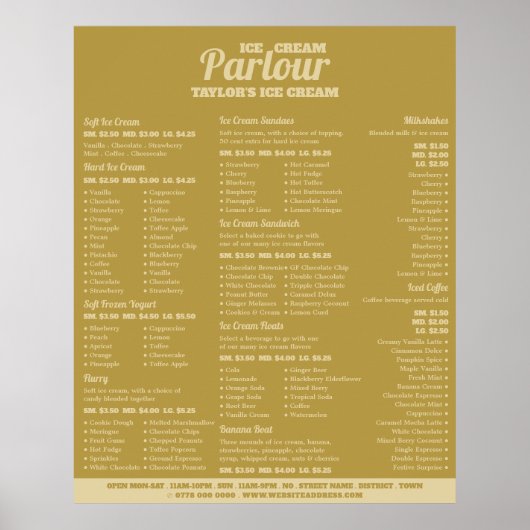 Poster Menu de salon de glace moderne (Devant)