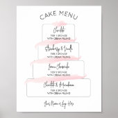 Poster Menu de saveurs de gâteau à écriture rose féminine (Devant)