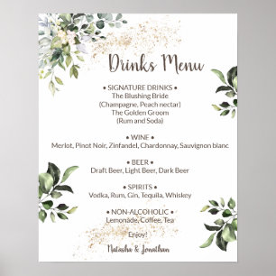 Poster Menu des boissons aux herbes et à la verdure pour 