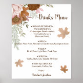 Poster Menu des boissons d'automne bohème pour mariage (Devant)