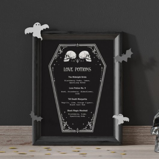 Poster Menu des boissons de la douche nuptiale d'Hallowee