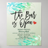 Poster Menu des boissons de mariage aux feuilles vertes L (Devant)