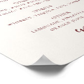 Poster Menu des Boissons de Mariage en Ivoire Douce | Pan (Coin)