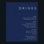 Poster Menu des boissons de mariage moderne bleu marine a<br><div class="desc">Cette affiche de menu des boissons de mariage moderne bleu marine argenté est parfaite pour votre mariage bohème chic. Son design abstrait simple et unique, accompagné de sa palette de couleurs bleu marine foncé, donne à ce produit une sensation de luxe formel élégant tout en restant simple et chic bohémien....</div>