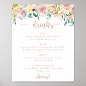 Poster Menu des boissons de mariage Rose Gold Printemps F (Devant)