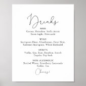 Poster Menu des boissons de mariage simple panneau de cal (Devant)