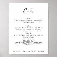 Menu des Boissons de Natasha Black pour Mariage Ru