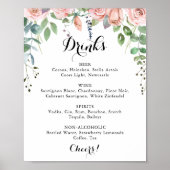 Poster Menu des boissons florales de mariage de brise d'é (Devant)