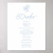 Poster Menu des Boissons Hydrangea Bleu Français Panneau  (Devant)