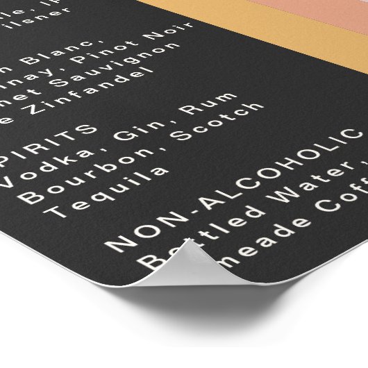 Poster Menu des boissons Mariage foncées Rainbow Retro 70 (Coin)