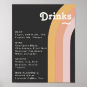 Poster Menu des boissons Mariage foncées Rainbow Retro 70 (Devant)