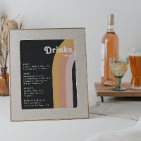 Menu des boissons Mariage foncées Rainbow Retro 70