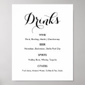 Poster Menu des boissons Mariage Noir Blanc (Devant)