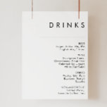 Poster Menu des boissons minimalistes modernes pour les M<br><div class="desc">Cette enseigne minimaliste moderne de menu de boissons mariage est parfaite pour votre mariage boho classe. Son design abstrait simple et unique, accompagné d'un script minimaliste contemporain et d'une palette de couleurs blanches et noires, donne à ce produit une sensation de luxe formel élégant tout en restant simpliste, chic bohème....</div>