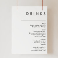Menu des boissons minimalistes modernes pour les M