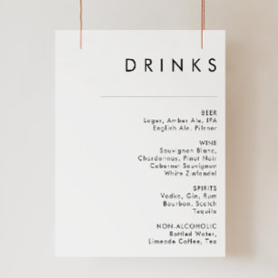 Poster Menu des boissons minimalistes modernes pour les M