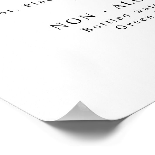 Poster Menu des boissons pour soirée chic noir et blanc (Coin)