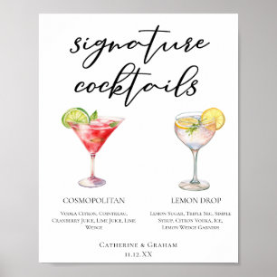 Poster Menu des cocktails signature Cosmopolitan Lemon Dr