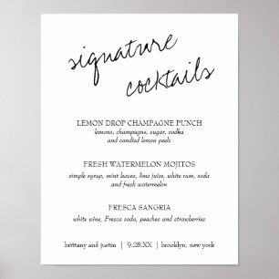 Poster Menu des Cocktails Signature de Bretagne Panneau d