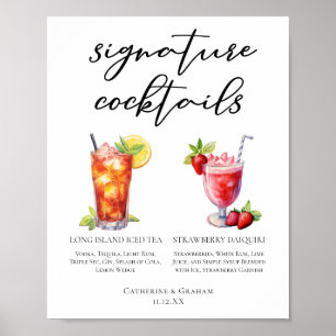 Poster Menu des Cocktails Signature de Mariage Tropical