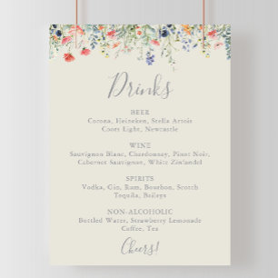 Poster Menu des Mariages de Fleur sauvage multicolore rad