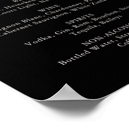 Poster Menu des Mariages noirs Fleurs sauvages classiques (Coin)