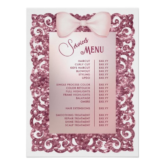Poster Menu des services de la boîte rose du cadre de Par (Devant)