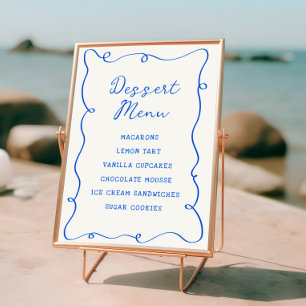 Poster Menu Dessert Cadre Bleu Dessiné À La Main