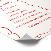 Poster Menu Dessert Cadre Rouge Dessiné à la Main (Coin)