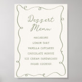 Poster Menu Dessert Cadre Vert Tiré À La Main (Devant)