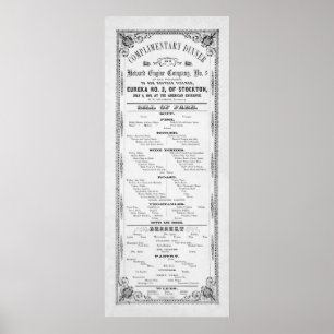 Poster MENU DÎNER pour FIREMEN 1856