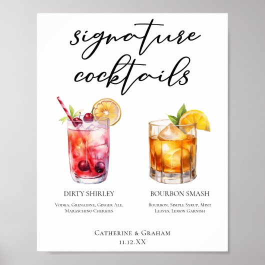 Poster Menu Dirty Shirley Bourbon Smash Signature Boisson (Devant)