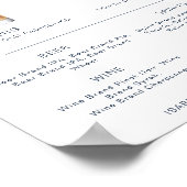 Poster Menu du bar à cocktails de signature Navy de CAITL (Coin)