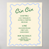Poster Menu du bar Cin Cin bleu vert Love in Bloom (Devant)