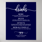 Poster Menu du bar de boissons de mariage en calligraphie (Devant)