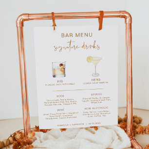 Poster Menu du bar de boissons signature Cocktail bohème