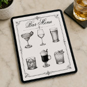 Poster Menu du bar de cocktail de calligraphie classique