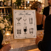 Poster Menu du bar de cocktail de calligraphie classique