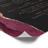Poster Menu du bar de mariage Bourgogne Rose Or Agate Fon (Coin)