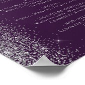 Poster Menu du bar de mariage paillettes argent violet fo (Coin)
