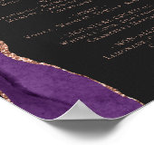 Poster Menu du bar de mariage Rose pourpre or Agate foncé (Coin)
