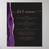 Poster Menu du bar de mariage Rose pourpre or Agate foncé (Devant)