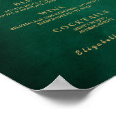 Poster Menu du bar de mariage vert émeraude et or (Coin)