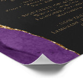 Poster Menu du bar de mariage violet or agate foncé (Coin)