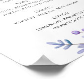 Poster Menu du bar des boissons à fleurs pourpre d'aquare (Coin)