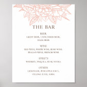 Poster Menu du bar des boissons de mariage rose flush (Devant)