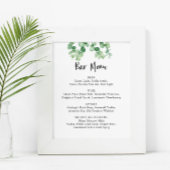 Poster Menu du bar Eucalyptus Mariage Botanique Verdure