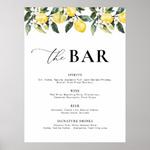 Poster Menu du Bar Floral Lemon Vert Moderne