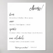 Poster menu du bar mariage - élégance simple (Devant)